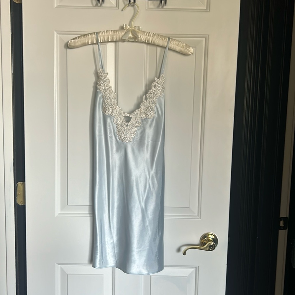 Satin Lace Slip Dress and Robe